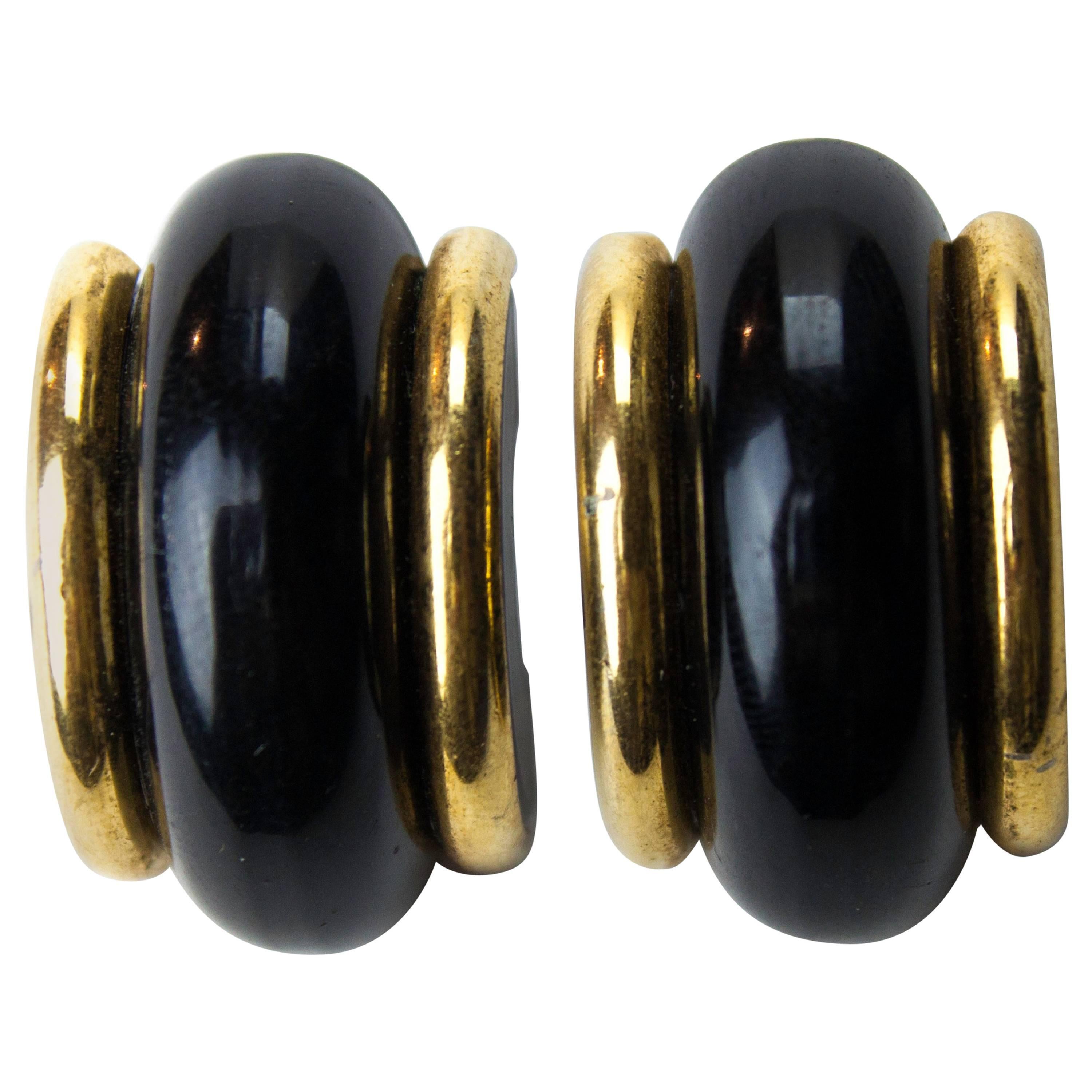 Yves Saint Laurent Chinese collection lacquered clip-on earrings, circa 1977