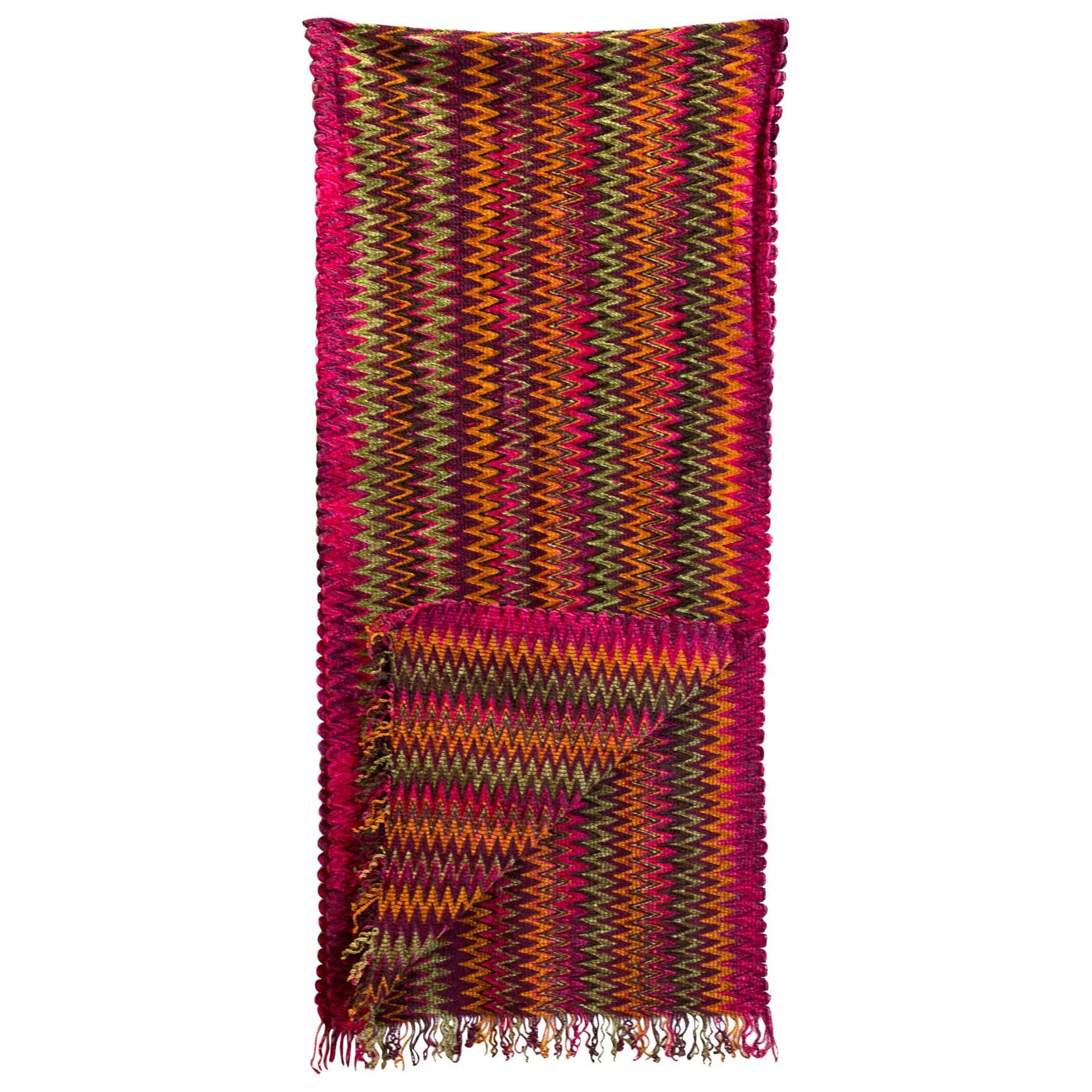 Missoni Multi-Colored Chevron Knit Wool Scarf 