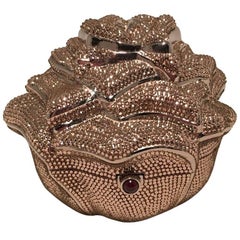 Judith Leiber Pink Swarovski Crystal Rose Minaudiere Evening Bag