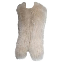 Retro Ivory Mongolian fur knit vest