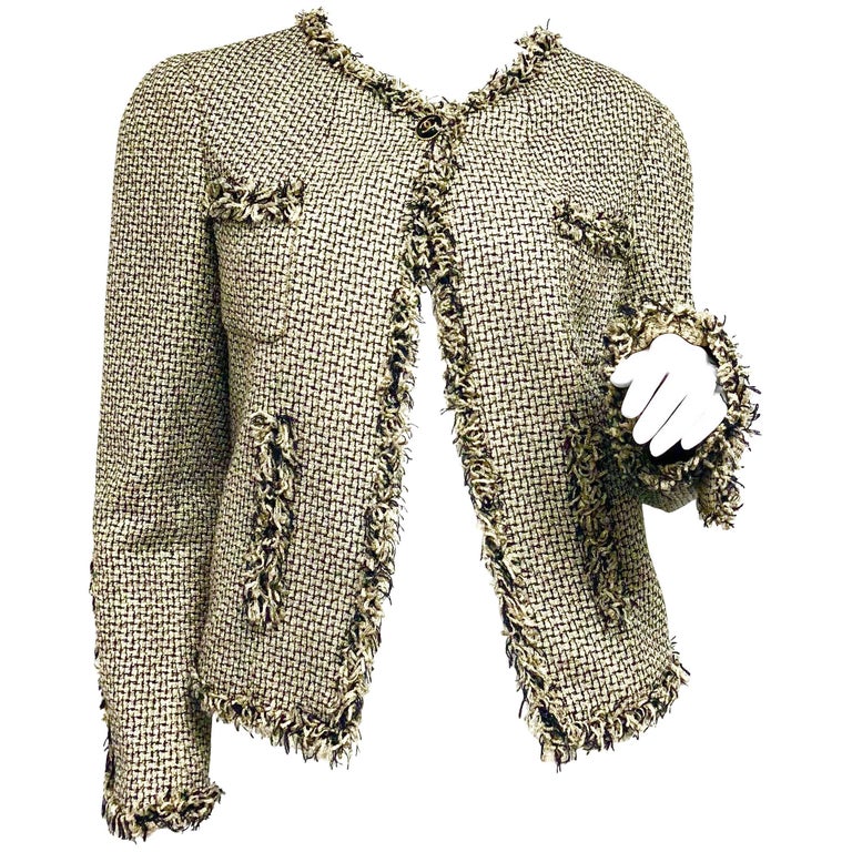 Chanel 07P Gold Black Fringe Fantasy Jacket FR 40 at 1stdibs