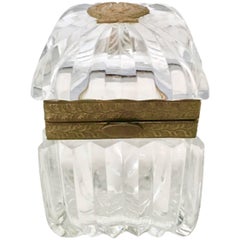 Antique French Cut Crystal and Bronze "Casket" Box