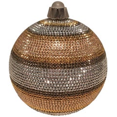 Judith Leiber Swarovski Crystal Striped Ball Minaudiere Evening Bag