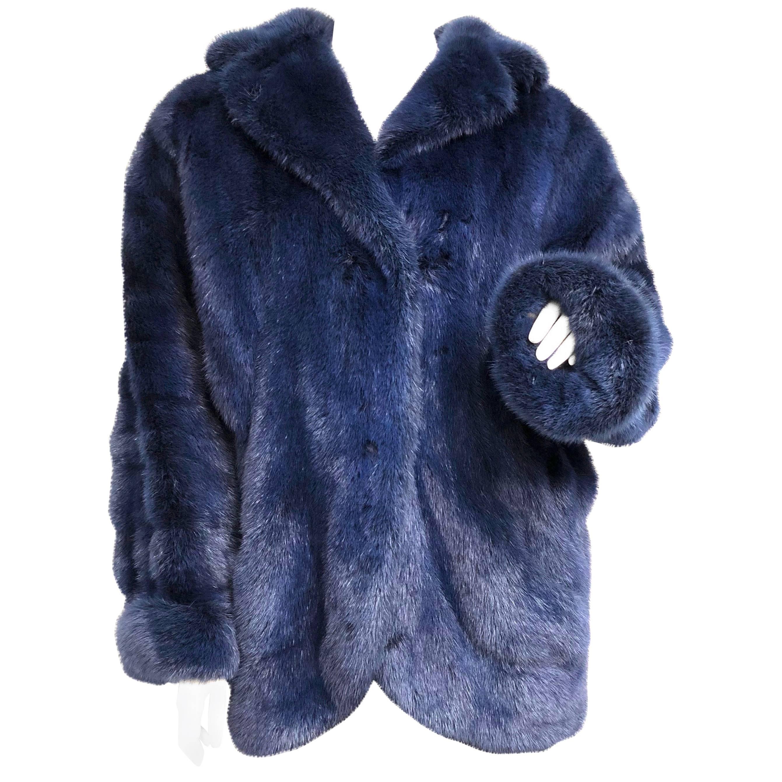 Blue Mink Fur Coat Jacket 