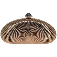Judith Leiber Silver Metal Shell Evening Bag Clutch