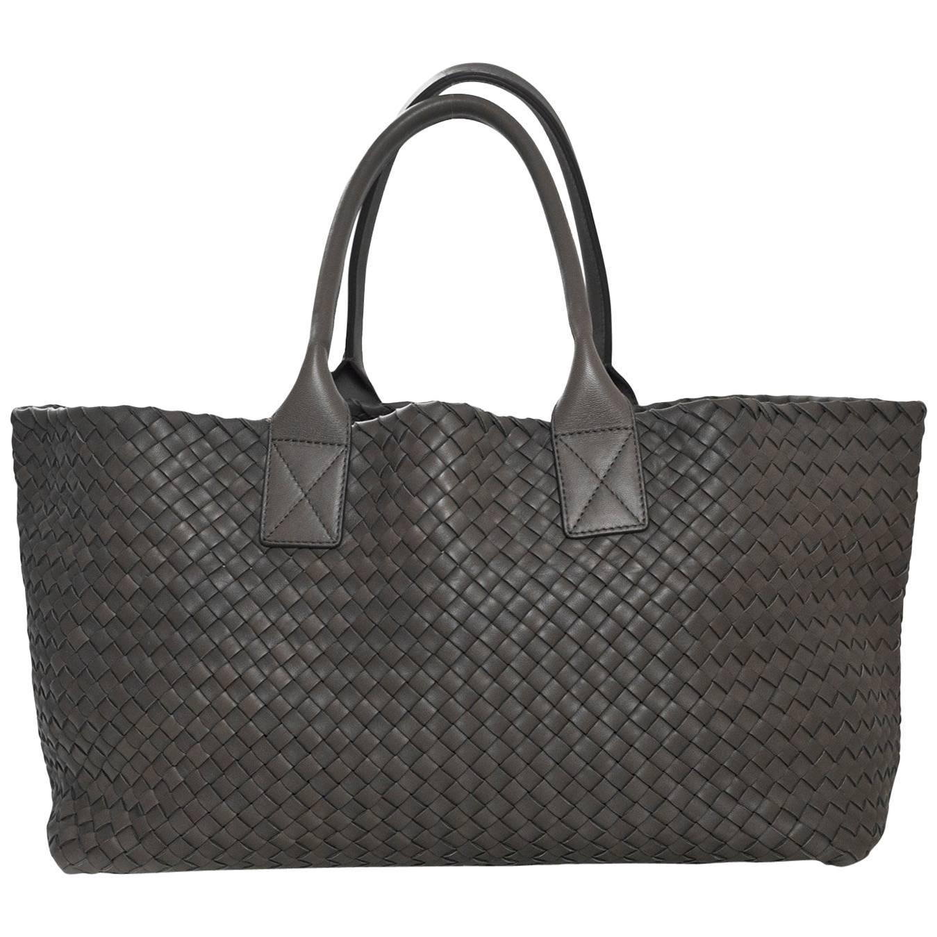 Bottega Veneta Taupe Intrecciato Leather Medium Cabat Tote Bag rt. $7, 000