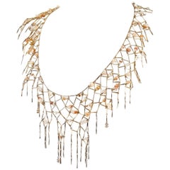 Chanel Gold Net Dripping Chain Necklace