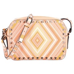 Valentino Rockstud 1975 Camera Crossbody Bag Striped Leather