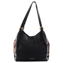 Burberry Canterbury Tote Leather and House Check Canvas Small