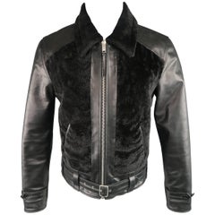 Alexander McQueen Jacke Herrenmantel aus schwarzem Leder und Shearling