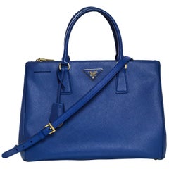 Prada Blue Medium Galleria Saffiano Leather Tote Bag w/ Strap