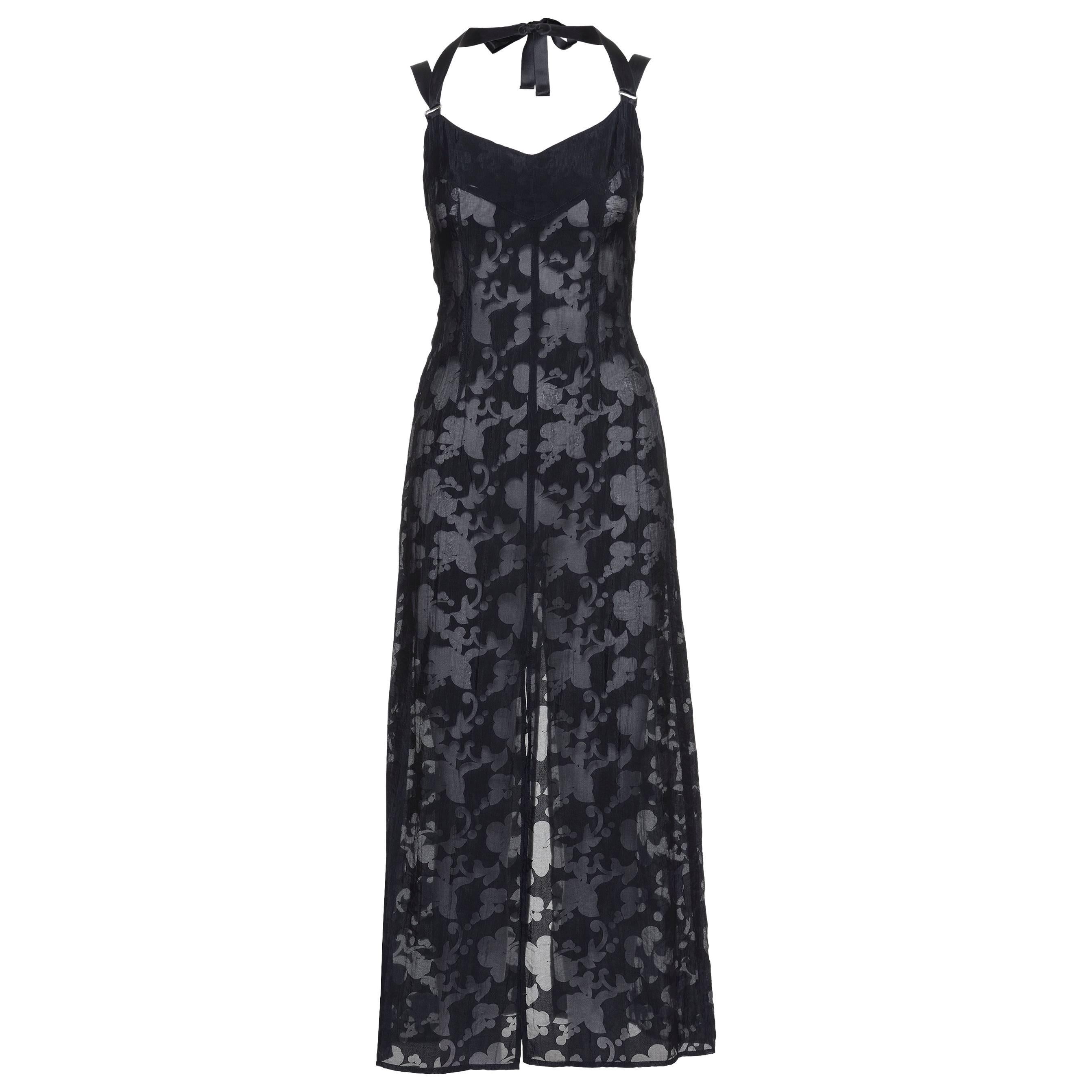 John Richmond Black Sheer Dress with organic pattern  For Sale