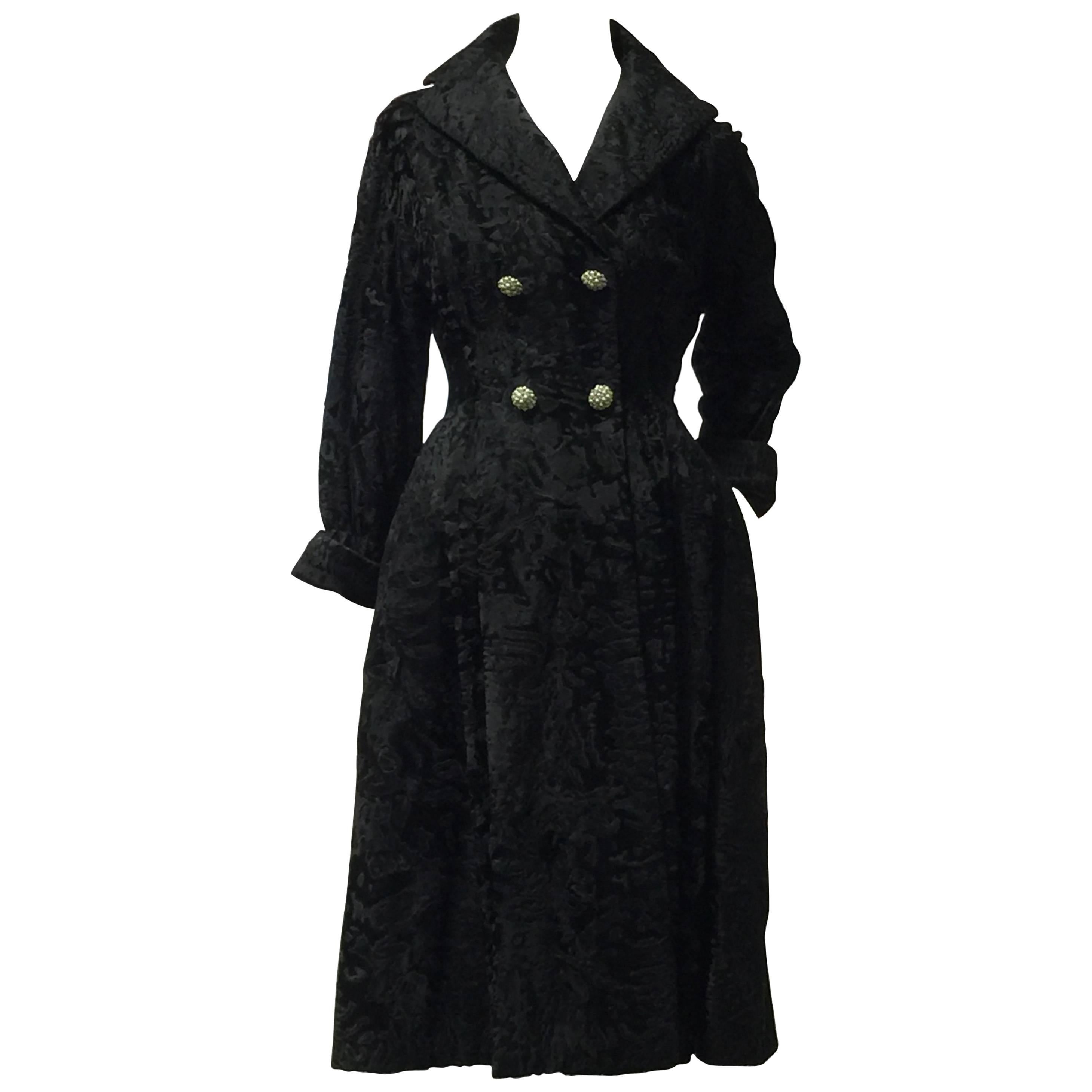 1950s Hattie Carnegie "New Look" Black Broadtail Fur Coat Dress