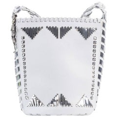 Roberto Cavalli Women's White Leather Silver Accent Shoulder Bucket Bag