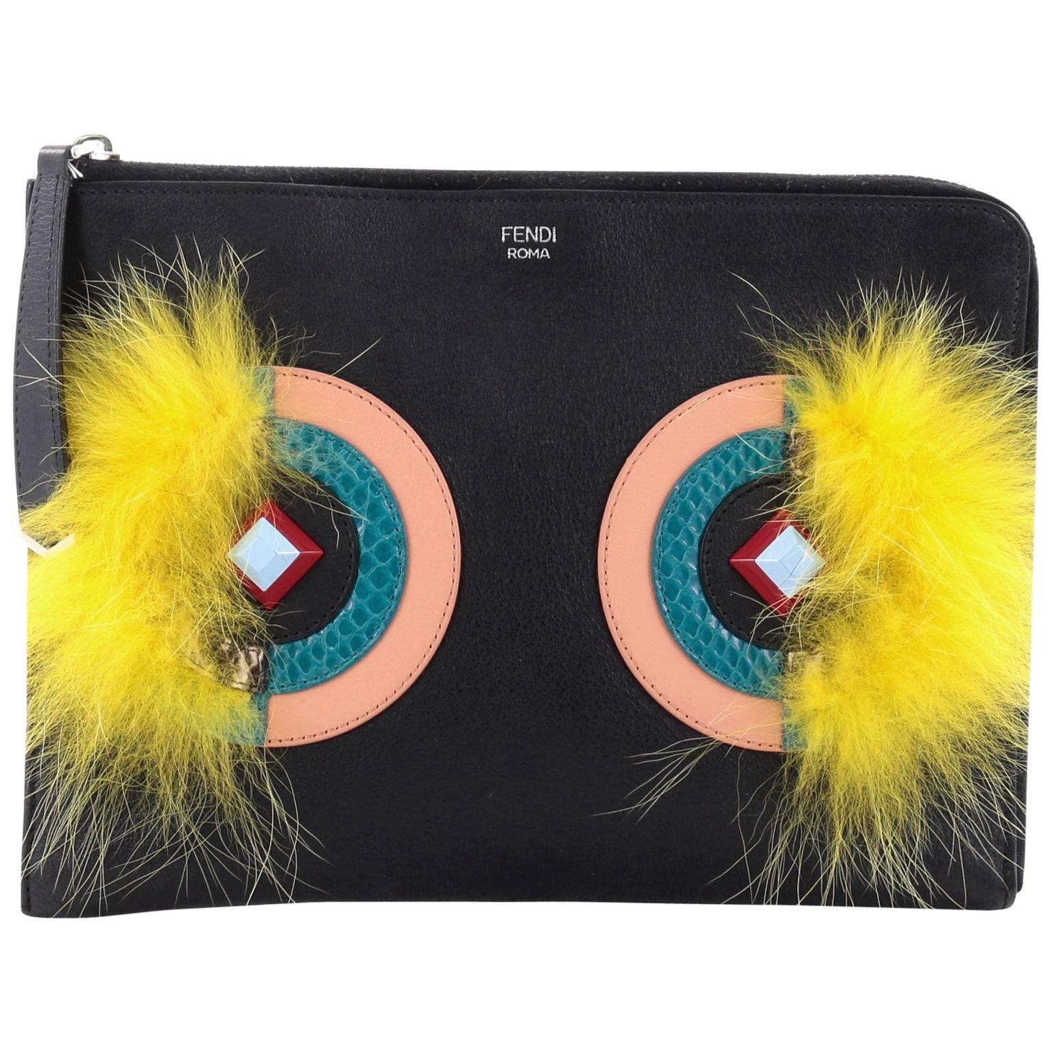 Fendi Monster Pouch Leather with Fur Small 