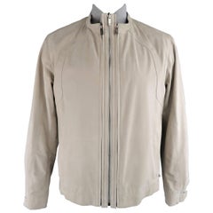 Men's ZEGNA SPORT L Beige Suede 3 in 1 Gray Vest Layer Jacket