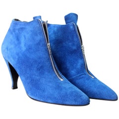 Retro Claude Montana pour Stéphane Kélian Cobalt Blue Suede Booties