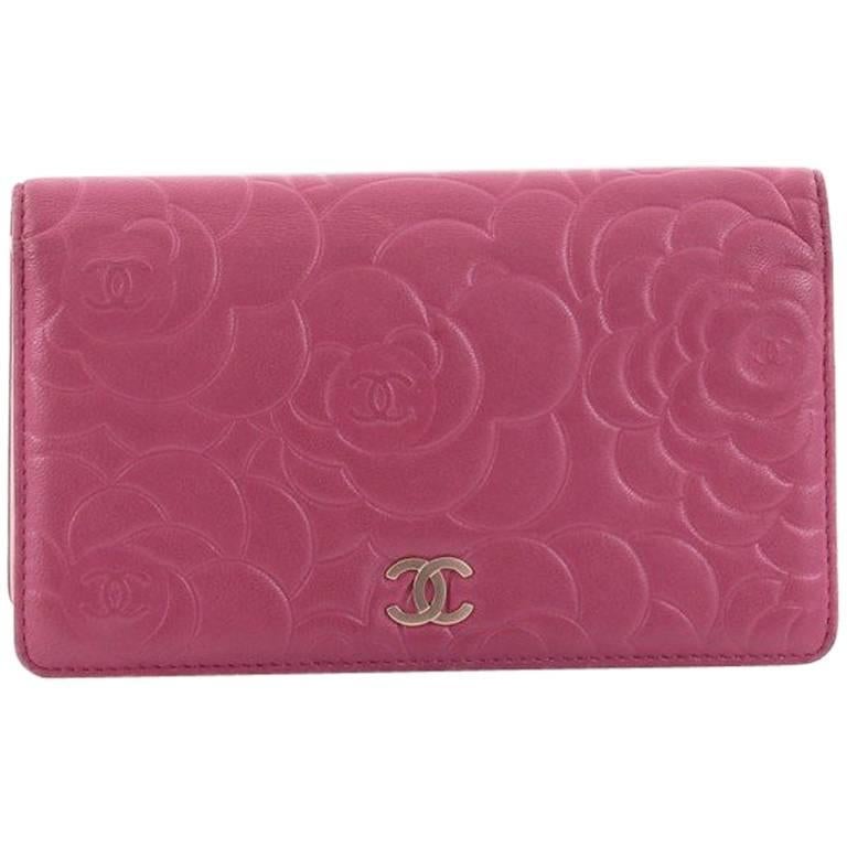Chanel Bi-Fold Wallet Camellia Lambskin Long