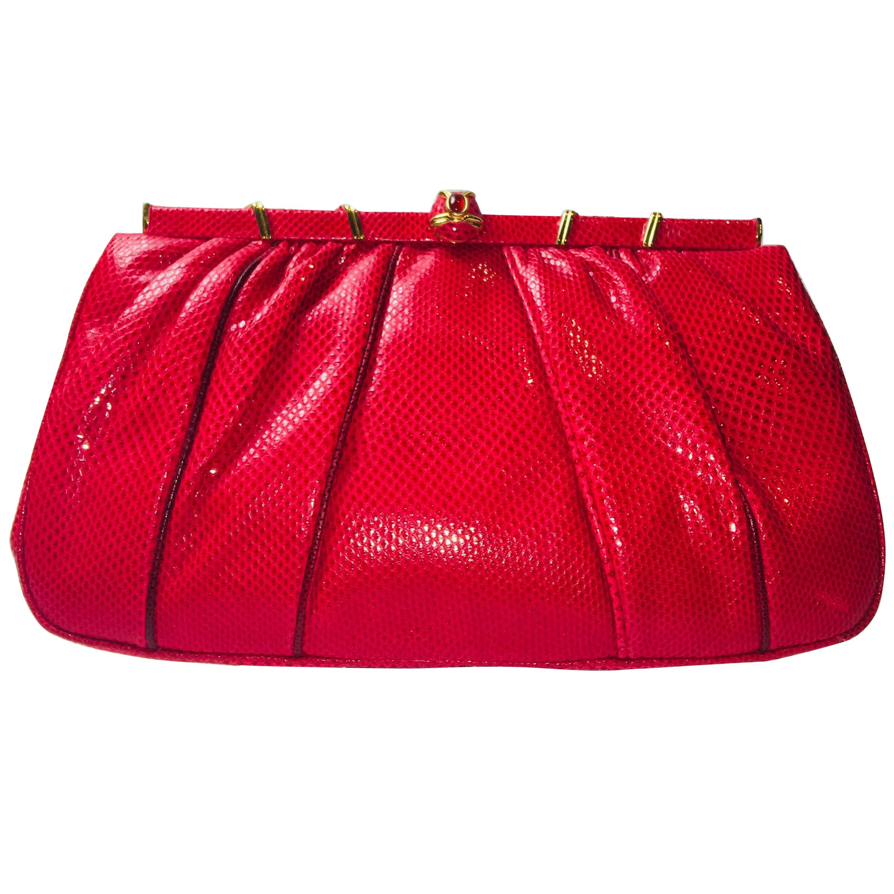 Judith Leiber Red Leather Clutch
