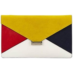 Celine Multicolor Diamond Leather and Suede Clutch