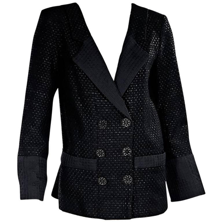 Chanel Black Lattice Double-Breasted Jacket