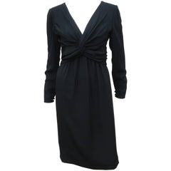 Vintage Circa 1980 Bill Blass Black Silk Cocktail Dress With a Twist