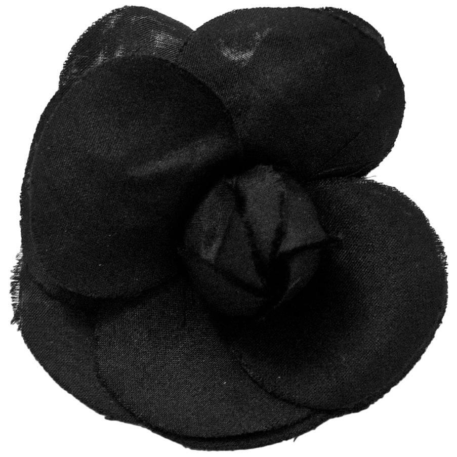 Chanel Small Black Camellia Flower Brooch Pin