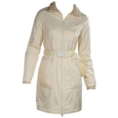 Cream Y-3 Belted Winter Coat