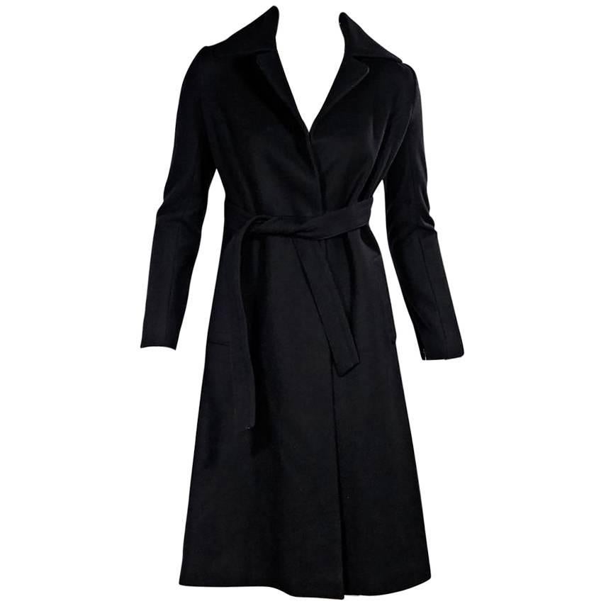Black Diane von Furstenberg Wool-Blend Wrap Coat