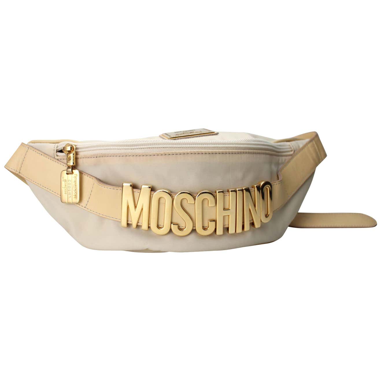 Iconic Moschino Creme Fanny Pack Belt Bag at 1stDibs | raffia fanny pack