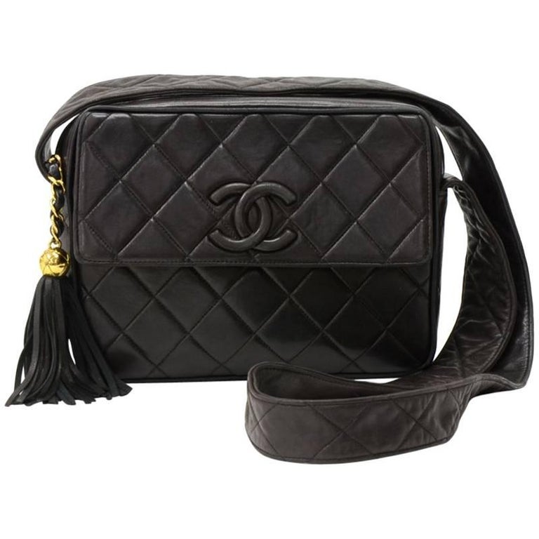 chanel small sling bag black leather