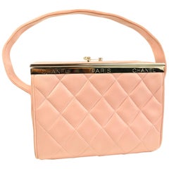 Vintage Chanel Pink Quilted Lambskin Leather Box Handbag