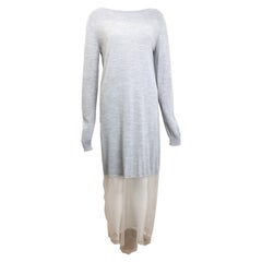 Maison Martin Margiela No 1 Line Light Grey Jersey Long Dress with Mesh