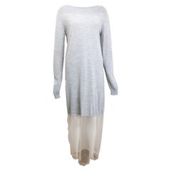 Maison Martin Margiela No 1 Line Light Grey Jersey Long Dress with Mesh 