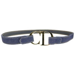 Ceinture en jean Christian Dior "CD" à tonalité dorée