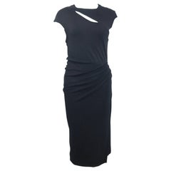 Donna Karen Black Jersey Cut Off  Sleeveless Dress 