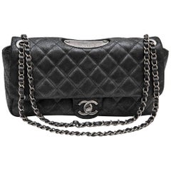 CHANEL 'Paris Dallas' Double Flap Bag in Dark Gray Quilted thick Cowhide Leather