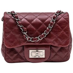 CHANEL Mini 2.55 Bag in Burgundy Quilted Leather