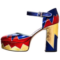 Marc Jacobs Metallic Tri-Color 110mm Victoria Platform Pumps Sz 40