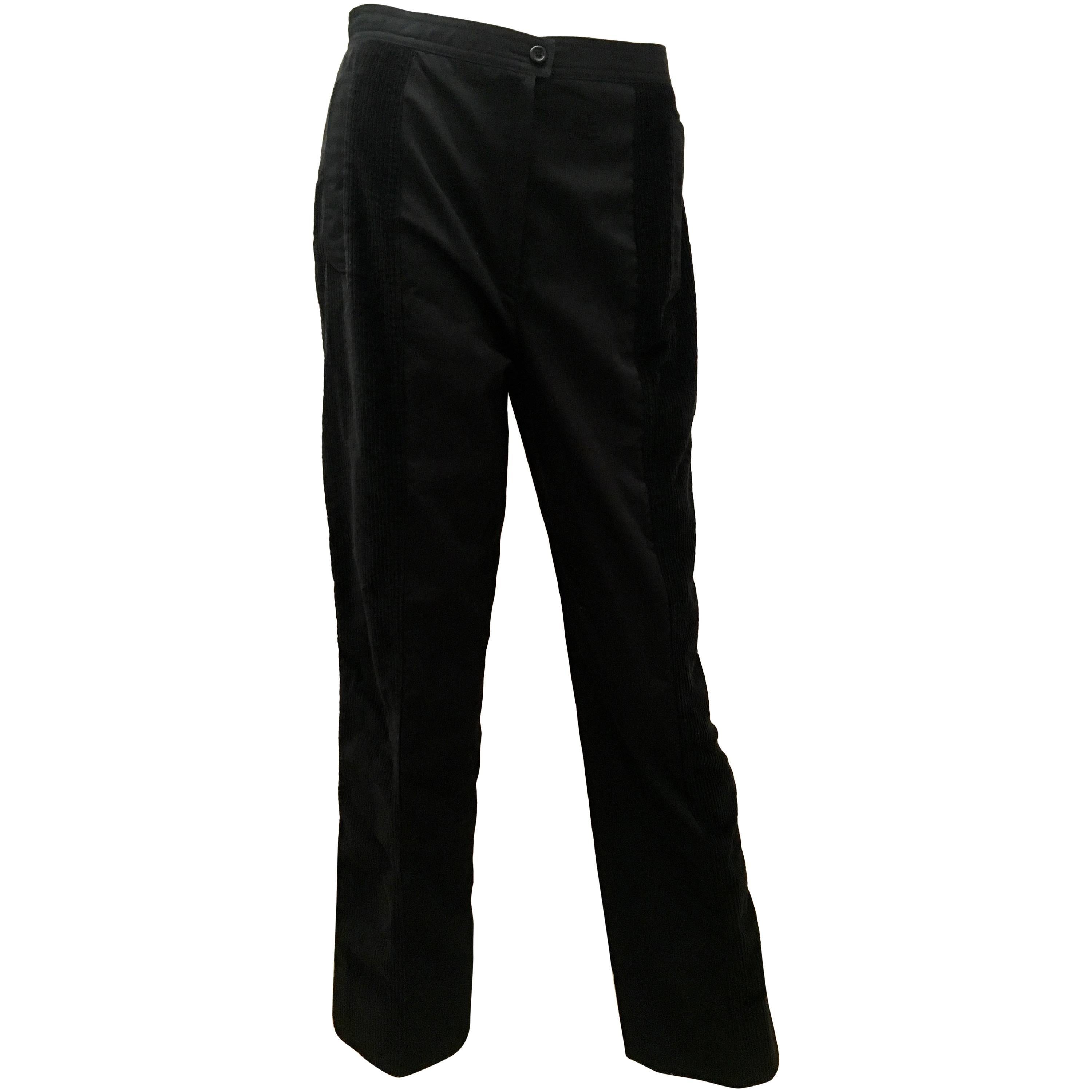 Courreges Corduroy Pants - Black - 1970's For Sale