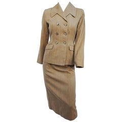 1950s Grey & Yellow Check Two Piece Suit Set