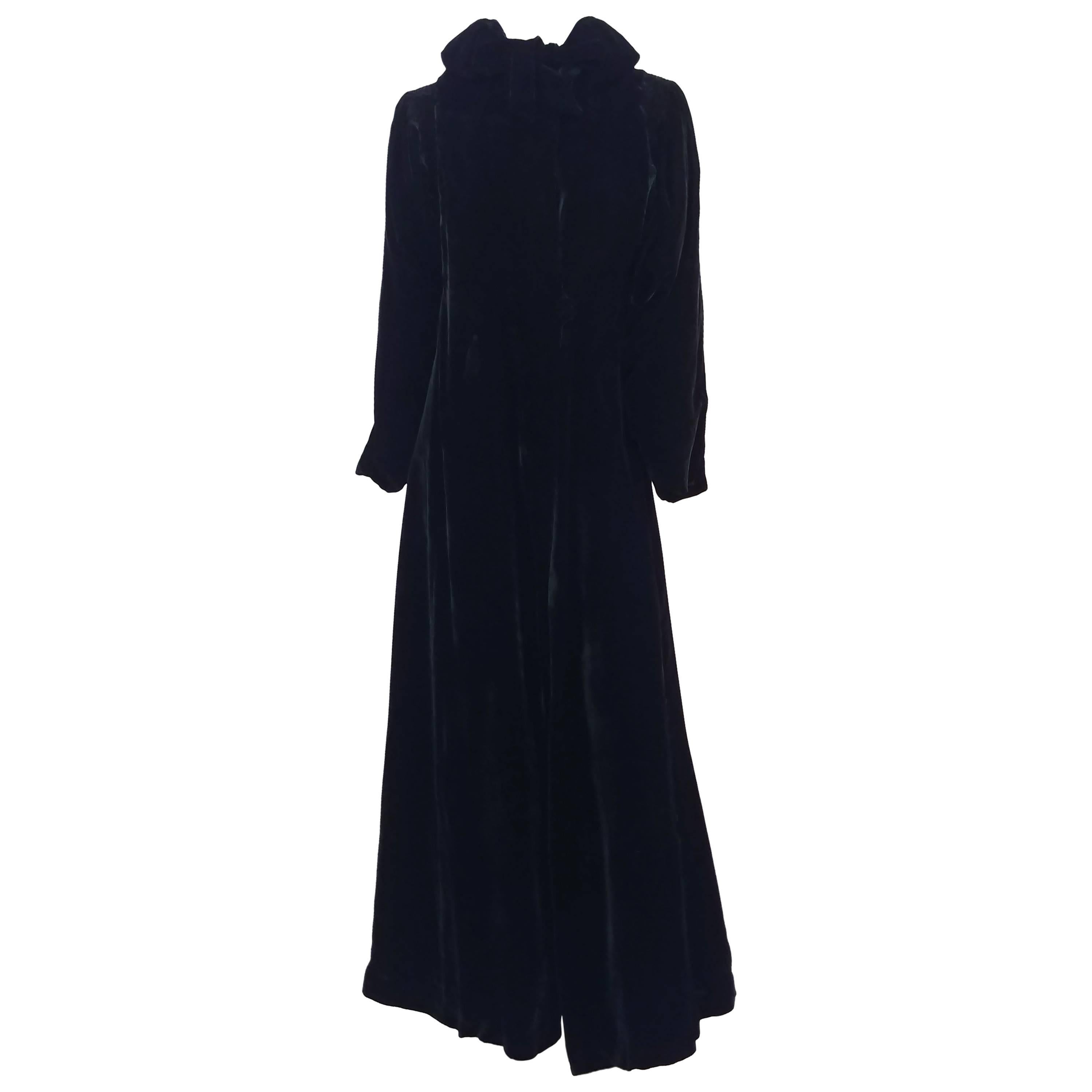 1940s Black Silk Velvet Opera Coat