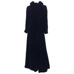 Vintage 1940s Black Silk Velvet Opera Coat