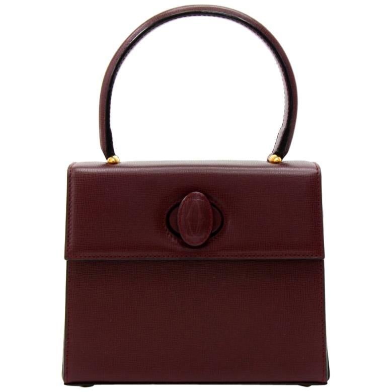 Vintage Cartier Burgundy Cowhide Leather Handbag at 1stDibs