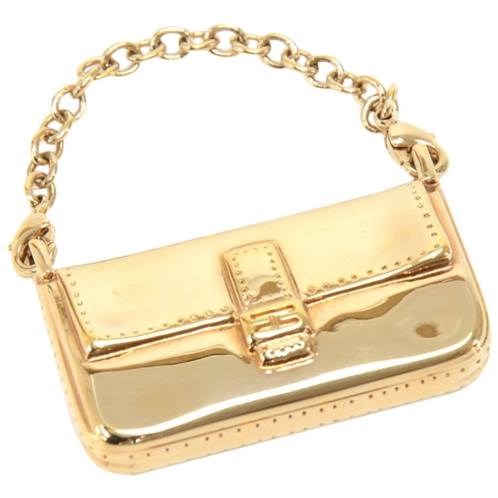 Fendi Gold Baguette Bag Pendant Charm For Sale