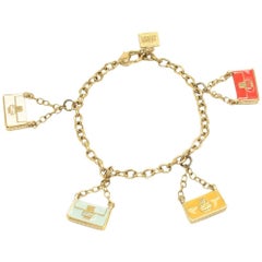 Fendi Gold Tone Baguette Bag Charm Bracelet