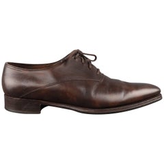 Used Men's JOHN LOBB Size 10 Brown Leather Square Point Toe BECKETTS Lace Up