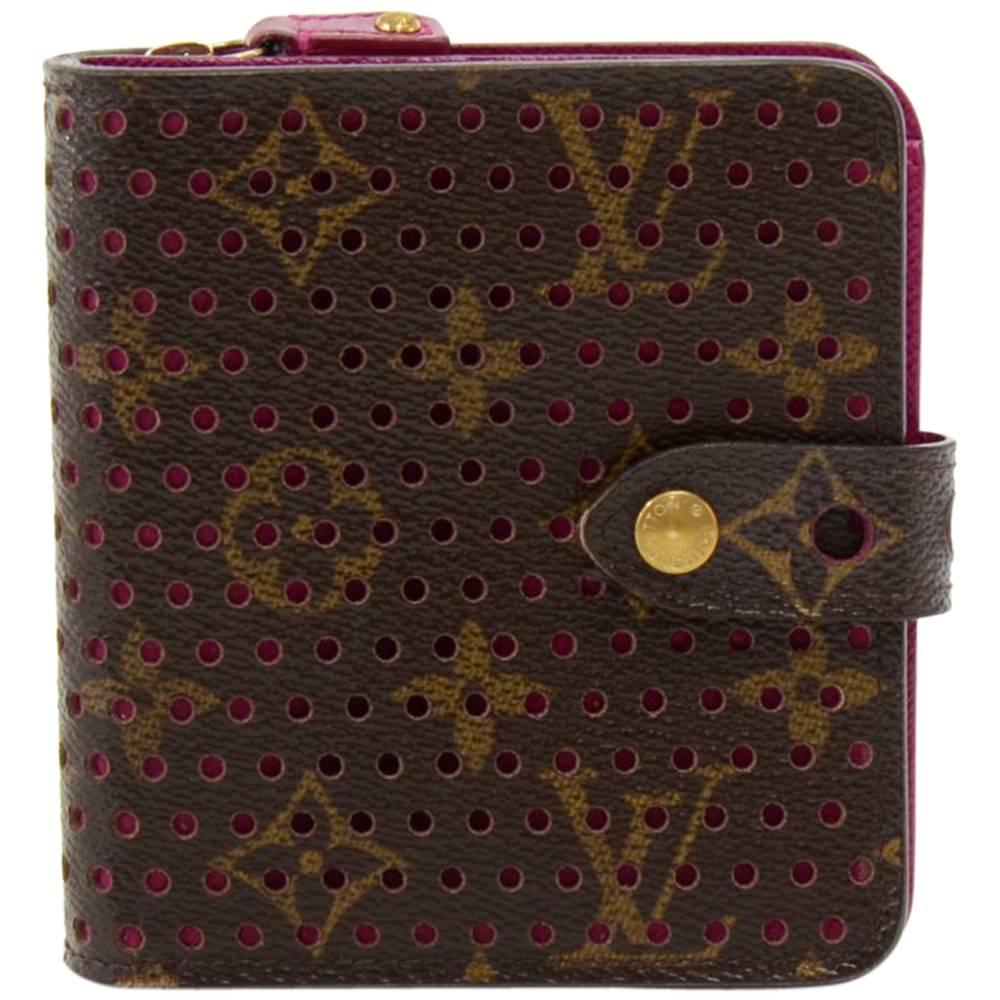 Louis Vuitton Perforated Monogram Canvas Fuchsia Leather Wallet - 2006 Limited E