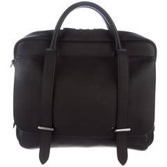 Hermes New Black Leather Men's Women's Top Handle Business Travel Shoulder Bag