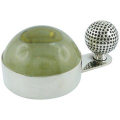 Hermes Vintage Silver Plated Golf Ball Desk Paperweight Magnifier
